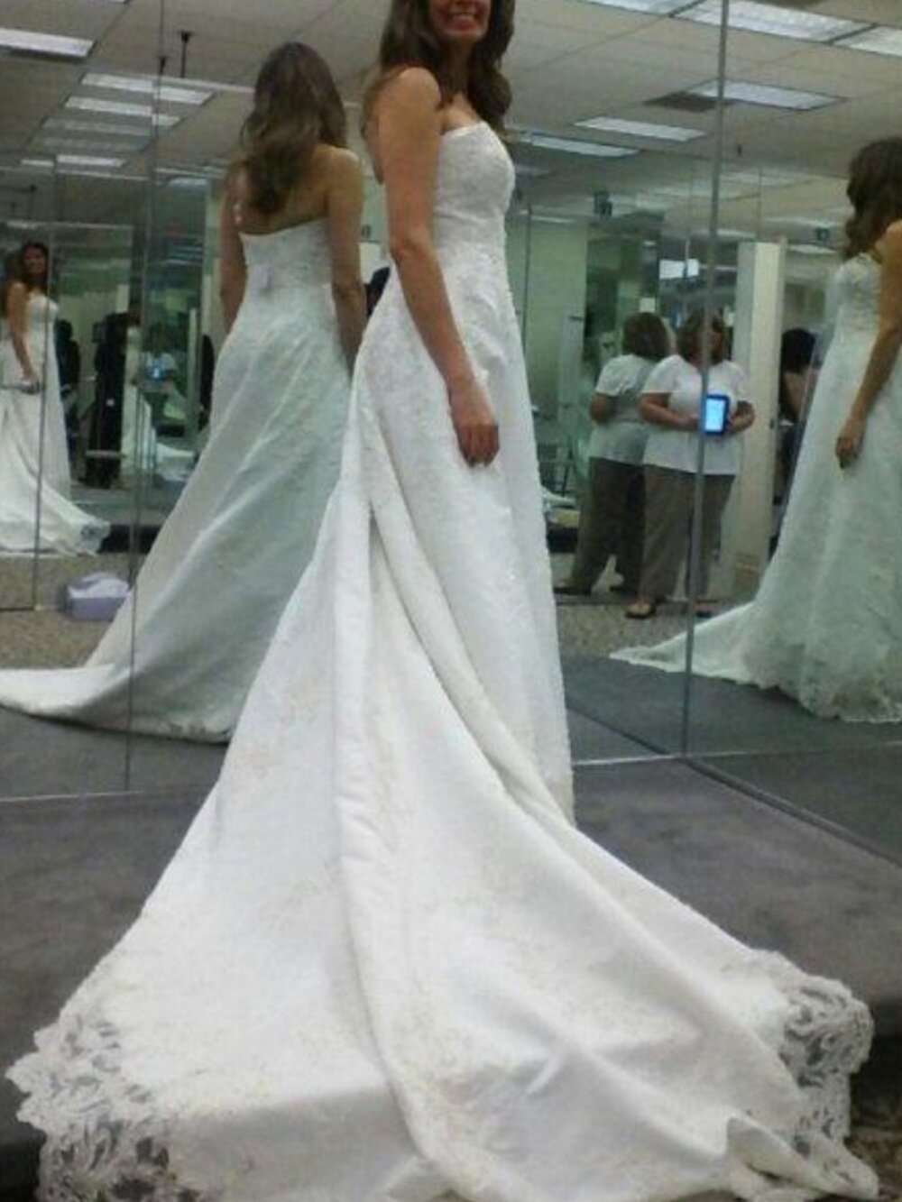 David's Bridal Strapless A-Line Ivory Wedding Dress Size 6
